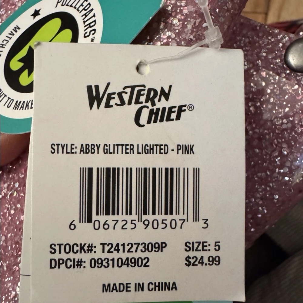Western Chief Sparkly Pink Kids Boots - Picture 2 of 2